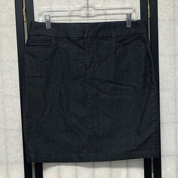 JM Collection High Rise Stretch Denim Pencil Skirt Black 10 Classic Work Chic - Picture 2 of 12